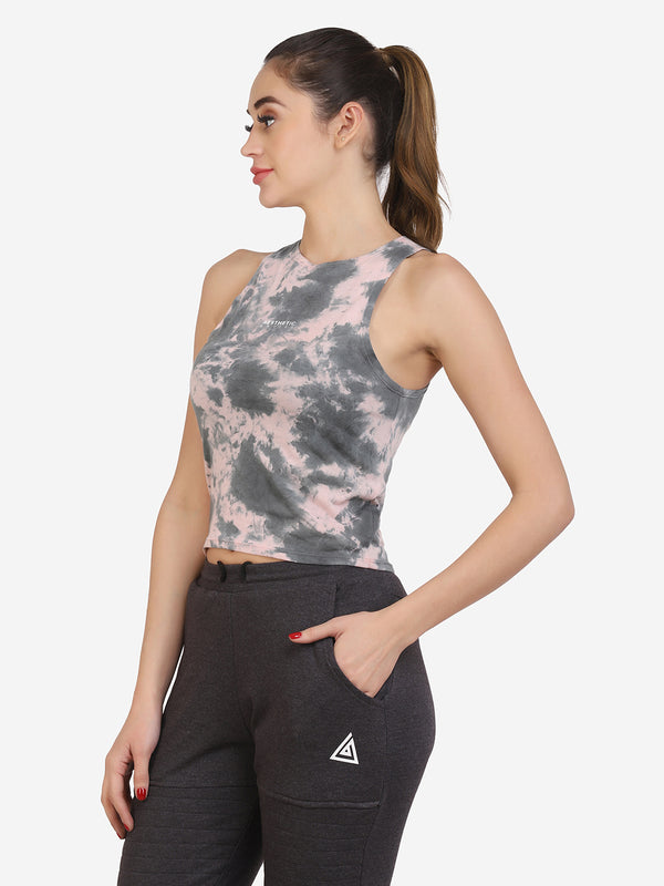 Tie Dye Active Wear Top (Peach)