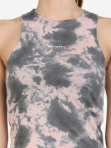 Women Tie Dye Active Wear Top (Peach)