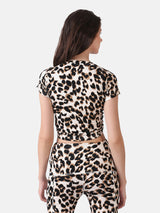 WOMEN'S LEOPARD DRAWSTRING TOP