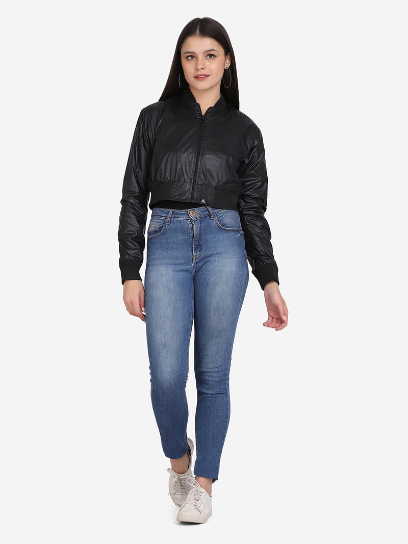 WOMEN'S BOMBER JACKET- BLACK