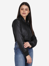 WOMEN'S BOMBER JACKET- BLACK