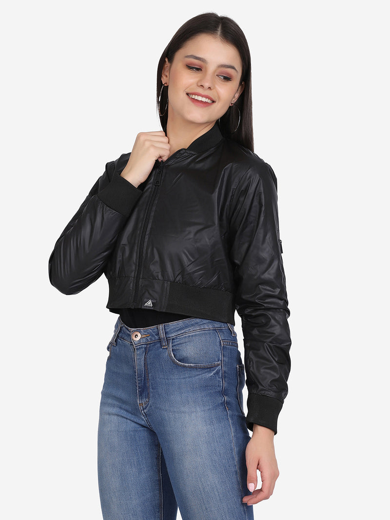 WOMEN'S BOMBER JACKET- BLACK