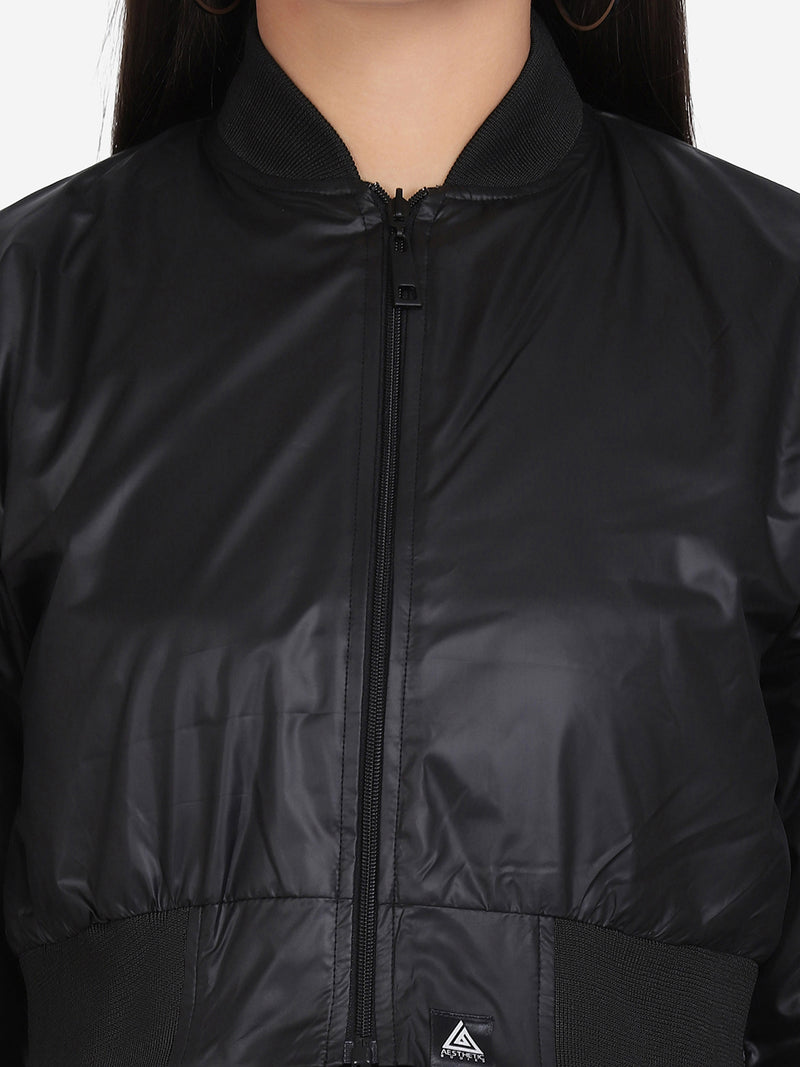 WOMEN'S BOMBER JACKET- BLACK