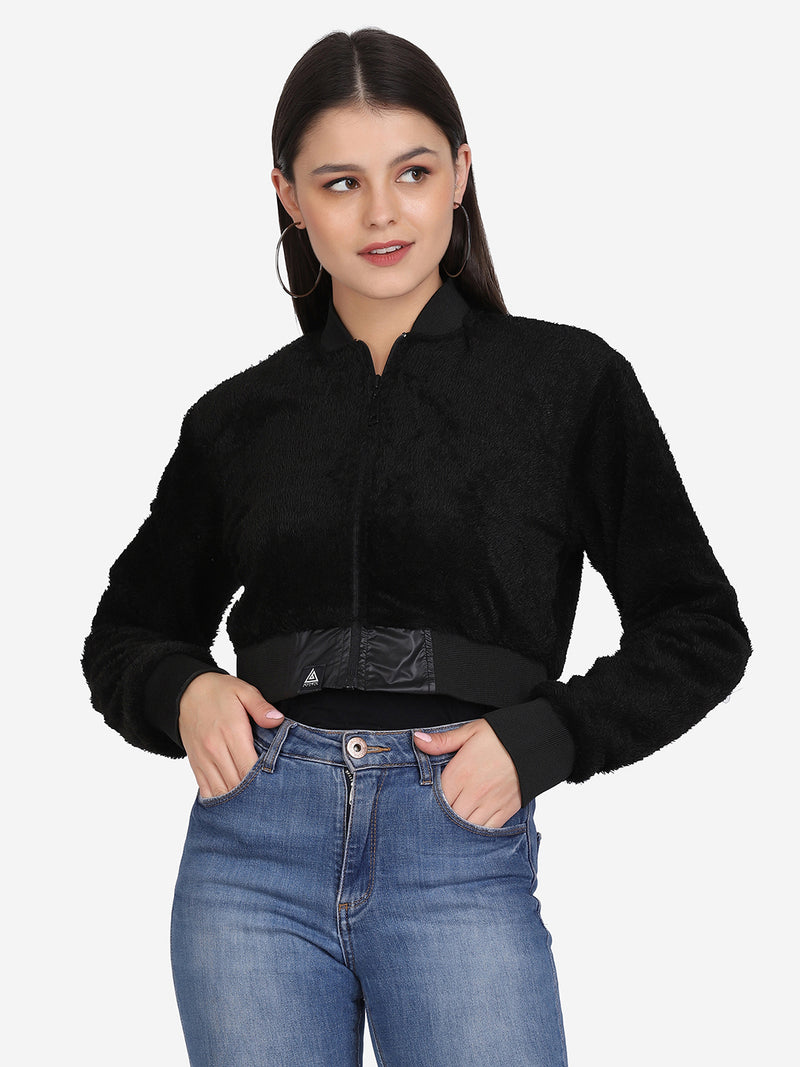 WOMEN'S BOMBER JACKET- BLACK