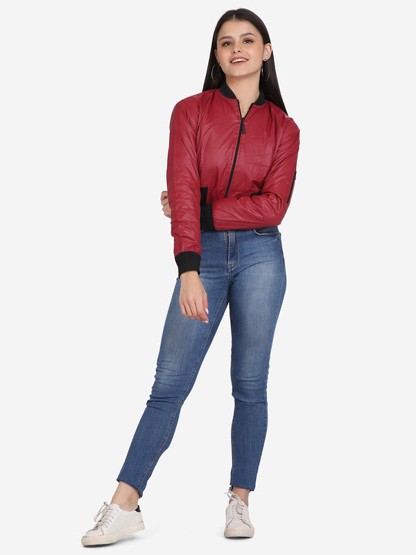 WOMEN'S BOMBER JACKET- WINE