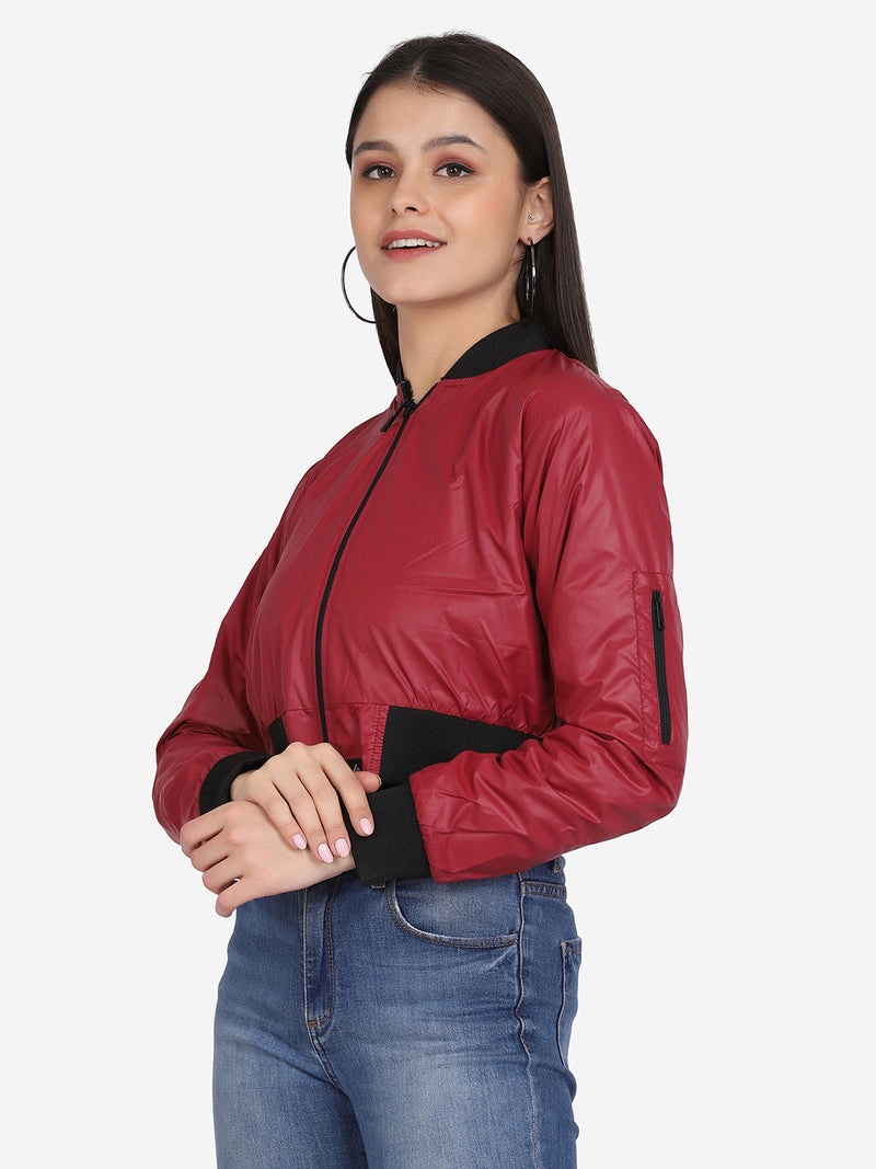 WOMEN'S BOMBER JACKET- WINE