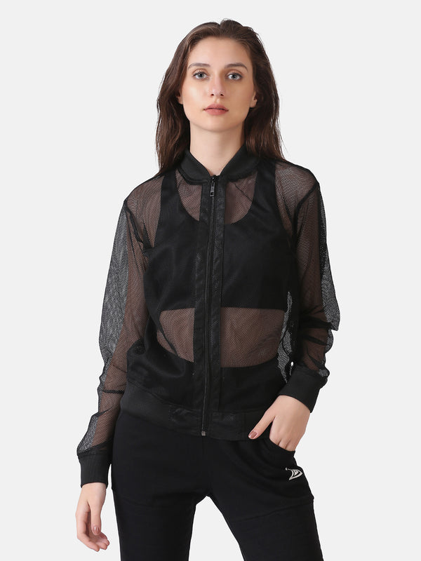 WOMEN'S MESH ZIPPER JACKET