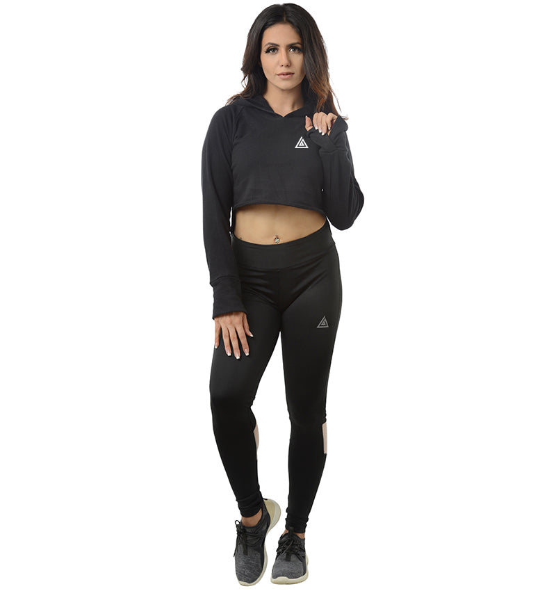 Women’s  Terry Crop Hoodie (Black)